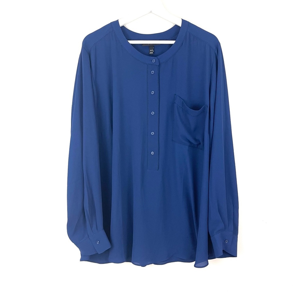 Lane Bryant Flowy Button Front Pull On Blouse